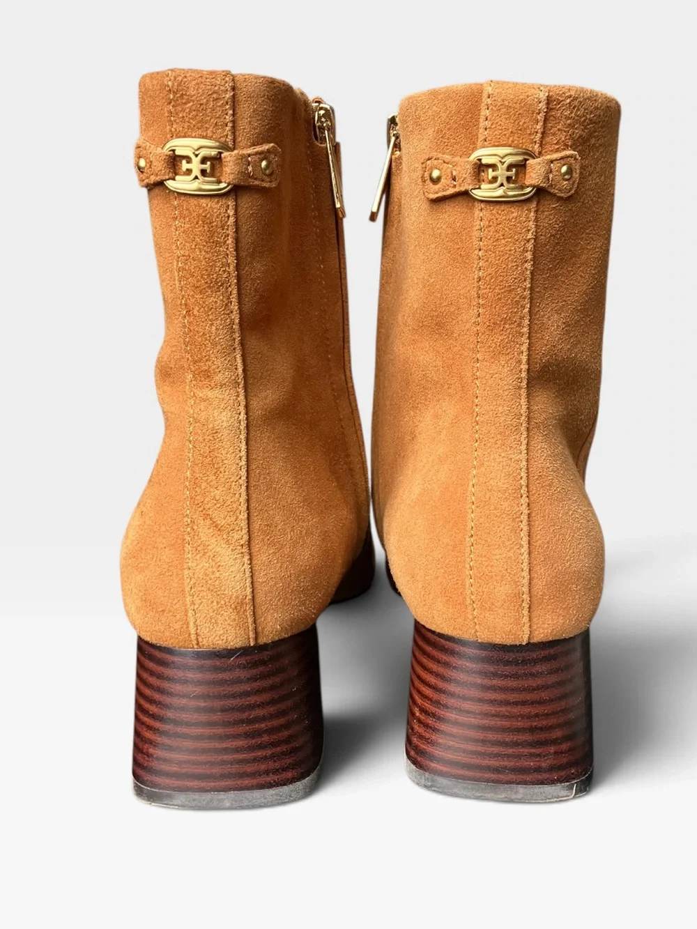 Sam Edelman Paige Ankle Boots Block Heel Suede Spiced Pecan Women’s 9
